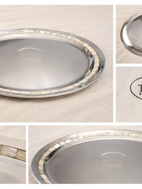 Towle Silver Serving Tray with Mother-of-Pearl Inlay